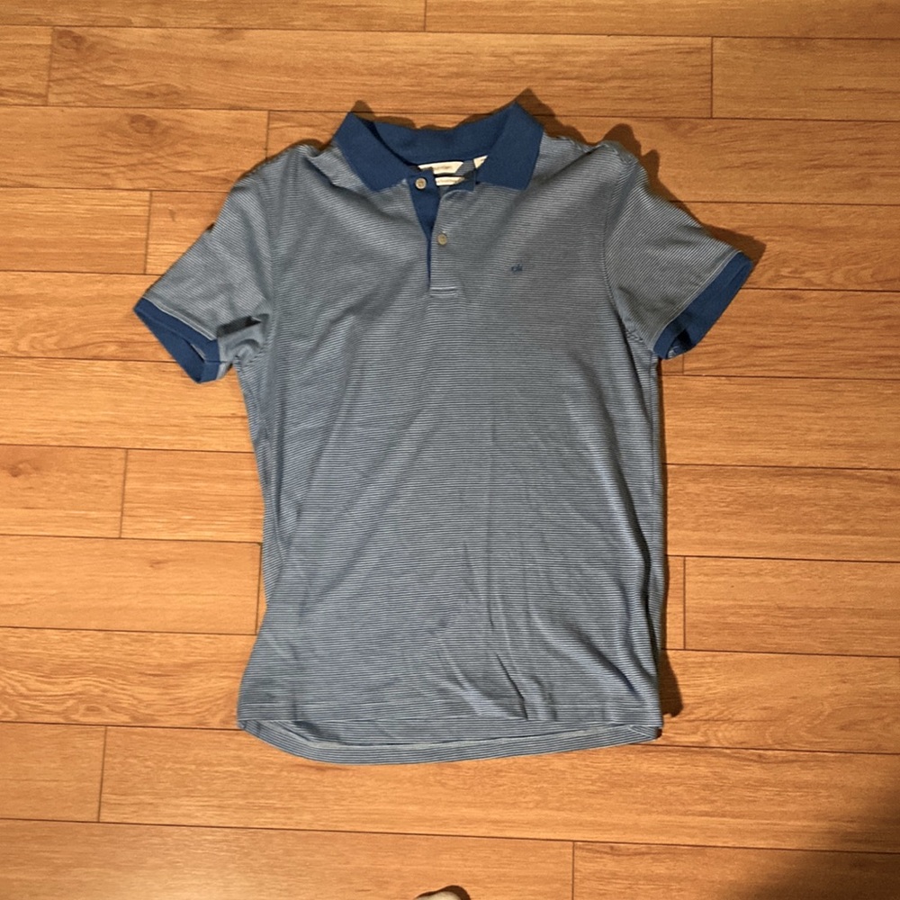 Calvin Klein Golf Polo. Blue Stripe. S